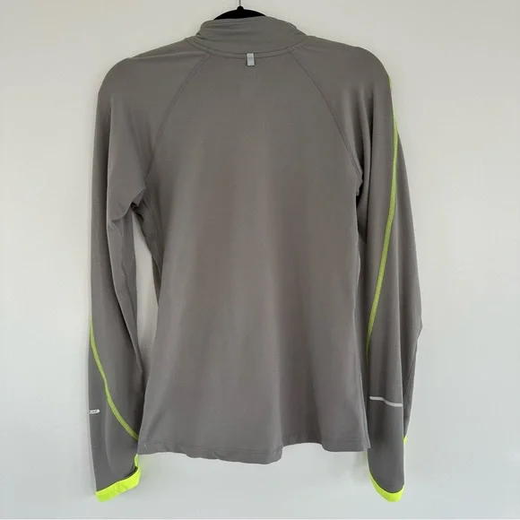 Nike 1/4 Zip Grey with Neon Accent Womens Pullover Running Top Fitted Size Small - Picture 3 of 8